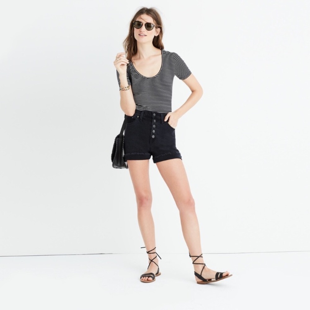 MADEWELL Striped stretch cotton jersey bodysuit